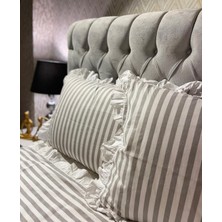 Calina Home Gri Renkli Fırfırlı  Nevresim Takımı