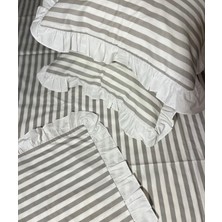 Calina Home Gri Renkli Fırfırlı  Nevresim Takımı