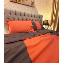 Calina Home Turuncu ve Koyu Gri  Renkli Nevresim Takımı.