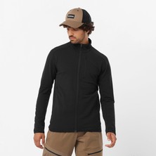 Salomon Essential Lightwarm Erkek Tam Fermuar Polar - Siyah