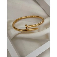 Meleny Gold Çivi Cartiyer Çelik Bileklik