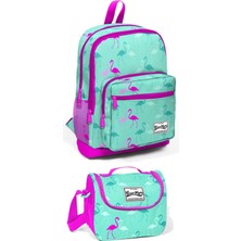 Coral High Flamingo Desenli Dört Bölmeli Okul Sırt Çantası & Beslenme Çantası