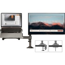 Ergoflex Nb H180-FP Çift Kol Amortisörlü 17"-27" Monitör Tutucu ve 10"-17" Laptop Standı