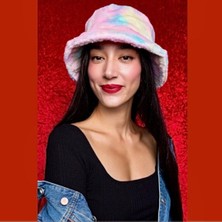 Hediye Vakti Gökkuşağı Renk Peluş Balıkçı Şapkası