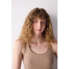 Rib Basic Bej Cami Atlet