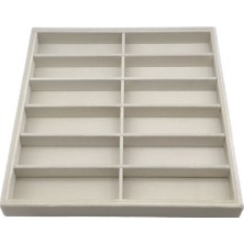 Jewel Box Süet Kumaş Bej Renk 12 Bölmeli Gözlük Standı 36X38 cm