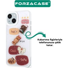 Forzacase Samsung Galaxy A14 ile Uyumlu Cute Serisi Parlayan Simli Kabartma Figürlü Kılıf