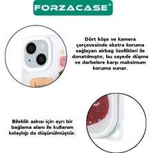 Forzacase iPhone 15 ile Uyumlu Cute Serisi Parlayan Simli Kabartma Figürlü Kılıf