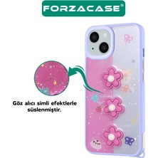 Forzacase Samsung Galaxy A05S ile Uyumlu Cute Serisi Parlayan Simli Kabartma Figürlü Kılıf