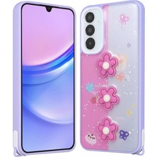 Forzacase Samsung Galaxy A25 ile Uyumlu Cute Serisi Parlayan Simli Kabartma Figürlü Kılıf