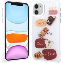 Forzacase iPhone 11 ile Uyumlu Cute Serisi Parlayan Simli Kabartma Figürlü Kılıf