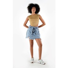 Alexander Gardi Alexandergardi Özel Koleksiyon Yırtık Detaylı Kuşaklı Denım Etek (2023M)