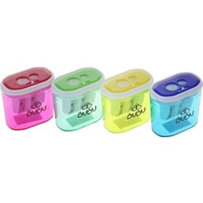 Bubu Şeffaf Digdörtgen Kalemtraş Çift Delikli Kilitli 4 Farklı Renk Adet