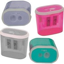 Bubu Şeffaf Digdörtgen Kalemtraş Çift Delikli Kilitli Metalik Renkler 4 Farklı Renk Adet