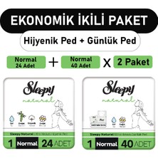 Sleepy Natural Hijyenik Ped Normal 24 Adet ve Uzun Günlük Ped 40 Adet X2 Paket Konforlu Kullanım