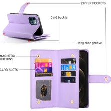 Colorful Shop IPhone 12 Için Flip Case Pro Max Çok Fonksiyonlu Kart Yuvaları Kickstand Bilek (Yurt Dışından)