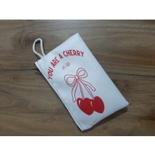 Owl Bag You Are A Cherry On Top Desenli Tasarım Bez Kalemlik-Cüzdan