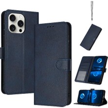 Mays Boutique Toka ile IPhone 16 Pro Pu Deri Saf Renk Kickstand Için Flip Case (Yurt Dışından)