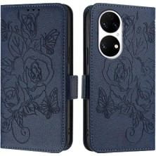 Mays Boutique Kredi Kartı Yuvası Manyetik Cüzdan ile Huawei P50 Pro Pu Deri Kılıf (Yurt Dışından)