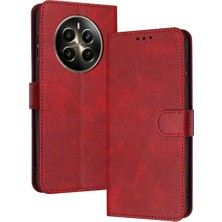 Mays Boutique Toka Pu Deri Saf Renk Kickstand ile Realme 12 Artı Için Flip Case (Yurt Dışından)