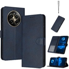 Mays Boutique Toka Pu Deri Saf Renk Kickstand ile Realme 12 Artı Için Flip Case (Yurt Dışından)