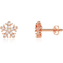 İndigo Takı Minik Kar Tanesi Rose Gümüş Küpe