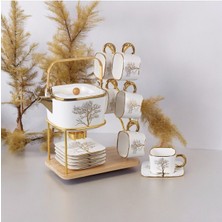 Vadi Autumn Gold Detaylı Lüks Porselen Demlik ve Kahve Fincan Seti