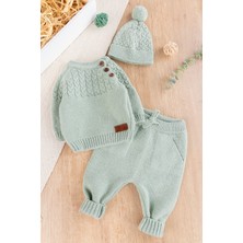 Babymod Erkek Bebek Bereli Triko Kışlık Bebek Takım Şapkalı Bebek Takım