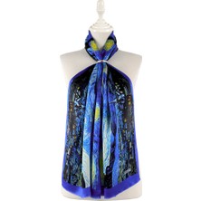 Bursa İpek Saks Yıldızlı Gece Ipek Tablo Fular