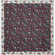 Bursa İpek Yeşil Karanfil Lale Desen Soft Eşarp