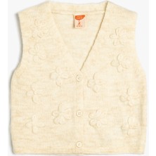 Koton Kız Çocuk Kolsuz Yelek Çiçek Aplikeli V Yaka Basic Tasarım Şık ve Rahat