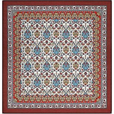 Bursa İpek Bordo Çini Lale Desen Soft Eşarp