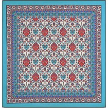 Bursa İpek Kırmızı Çini Lale Desen Soft Eşarp