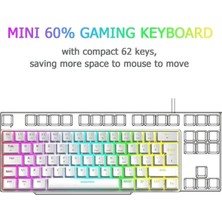 Ata Soft Atasoft T60 Beyaz Kırmızı Switch Klavye Kablolu Gaming Oyuncu Klavyesi T60 Mini Q Klavye