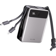 Zlos MB20 65W 20000 mAh Usb-C ve Lightning Dahili Kablolu Powerbank Yüksek Hızlı Taşınabilir Şarj Cihazı