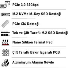 JEYI Coldswift Black M.2 NVMe To PCIe 3.0 X16 Alüminyum Soğutuculu Dönüştürücü Çevirici Adaptör