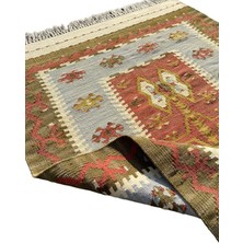 El Dokuması Kök Boya Dekoratif 85X120 Yeşil Turkuaz Kiremit Yün