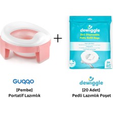 Guqqo [pembe] Portatif Lazımlık + Dewiggle [20 Adet] Lazımlık Poşeti Su Emici Pedli