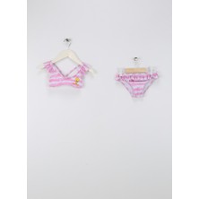 Slipstop Pembe - Beyaz Kadın Bikini Takım SB2412050125