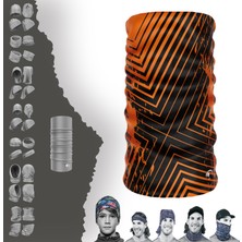 E-Taktik Extreme Çizgili Turuncu Siyah Boyunluk Bandana Baf Toka Maske Saçbandı