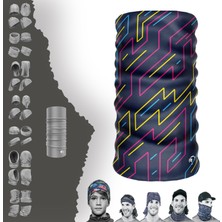 E-Taktik Extreme Sarı Pembe Çizgi Desenli Boyunluk Bandana Baf Toka Maske Saçbandı