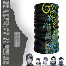 E-Taktik Extreme Yeşil Mavi Renkli Tavus Kuşu Boyunluk Bandana Baf Toka Maske Saçbandı