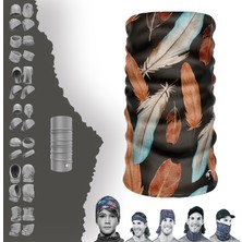E-Taktik Extreme Kahverengi Mavi Tonlu Yaprak Desenli Renkli Boyunluk Bandana Baf Toka Maske Saçbandı
