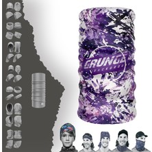 E-Taktik Extreme Beyaz Mor Karışık Desenli Boyunluk Bandana Baf Toka Maske Saçbandı