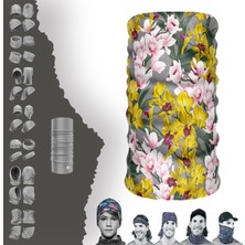E-Taktik Extreme Sarı Minik Çiçekli Gri Boyunluk Bandana Baf Toka Maske Saçbandı