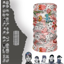 E-Taktik Extreme Kırmızı Nazik Çiçekler Boyunluk Bandana Baf Toka Maske Saçbandı