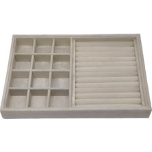 Jewel Box Jewelbox  Süet Kumaş Krem Renk Sosisli-Bölmeli Çekmece Içi Takı Stand