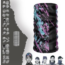 E-Taktik Extreme Karışık Mor Siyah Renkli Boyunluk Bandana Baf Toka Maske Saçbandı