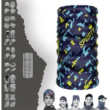 E-Taktik Extreme  Lacivert Yeşil Sporty Boyunluk Bandana Baf Toka Maske Saçbandı