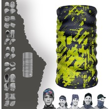 Extreme Yeşil Siyah Karışık Boyunluk Bandana Baf Toka Maske Saçbandı